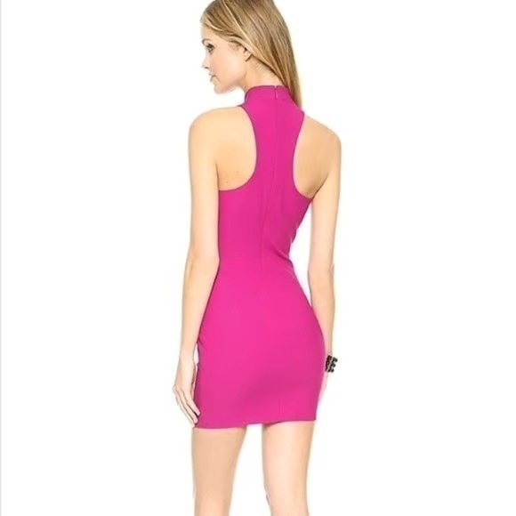 Elizabeth and James Pink Sleeveless Mock Neck Mini Dress Fitted Bodycon Women's - Picture 2 of 11